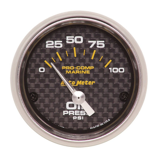Autometer Marine Carbon Fiber 2-1/16in 100psi Electric Oil Pressure Gauge - My Store
