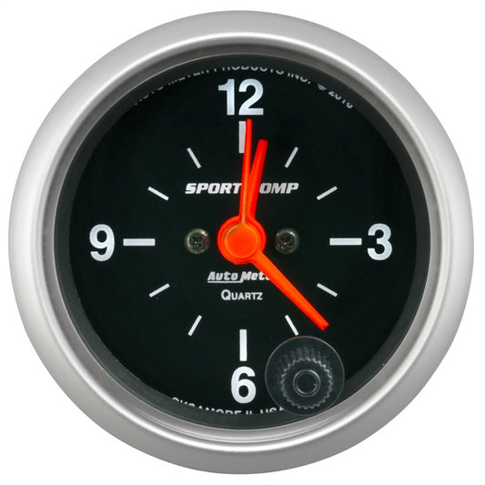 Autometer Sport-Comp 2-1/16in. 12 Hour Analog Clock Gauge - My Store