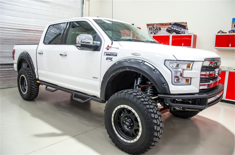 N-Fab Nerf Step 15-17 Ford F-150 SuperCrew 5.5ft Bed - Gloss Black - W2W - 3in - Mammoth Racing -