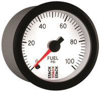 Autometer Stack 52mm 0-100 PSI 1/8in Nptf Male Pro Stepper Motor Fuel Pressure Gauge - White - My Store