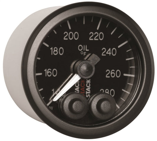 Autometer Stack Instruments 52mm 140-280 Deg F 1/8in Nptf Male Pro Control Oil Temp Gauge - Black