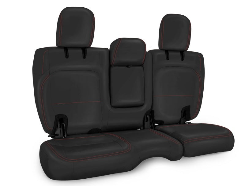 PRP 2018+ Jeep Wrangler Jlu/4 Door Rear Bench Cover w/ Leather Interior - Black w/ Red Stitching - Mammoth Racing -