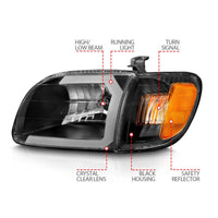 ANZO 00-04 Toyota Tundra (Fits Reg/Acc Cab Only) Crystal Headlights w/Light Bar Black w/Corner Light - My Store