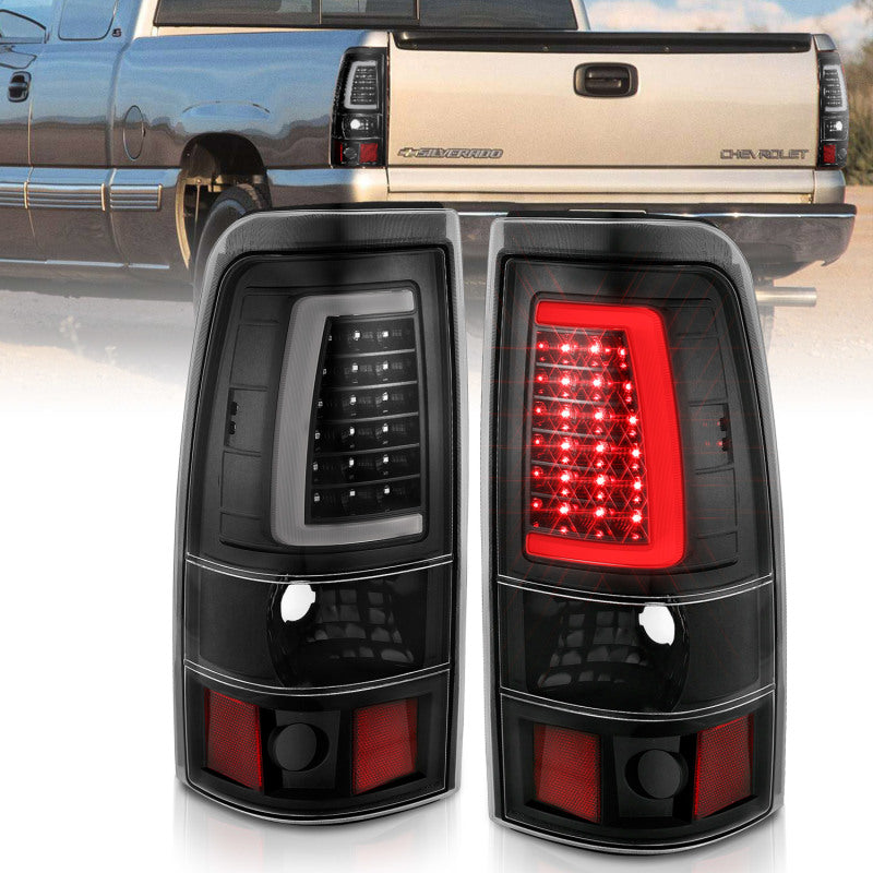 ANZO 2003-2006 Chevy Silverado 1500 LED Taillights Plank Style Black w/Clear Lens - Mammoth Racing -