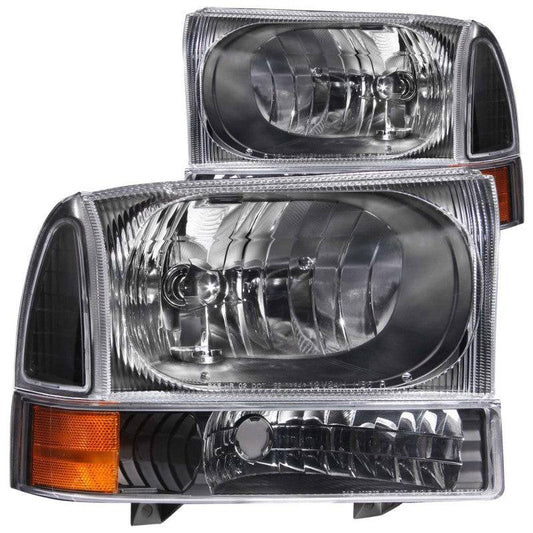 ANZO 2000-2004 Ford Excursion Crystal Headlights Black - My Store