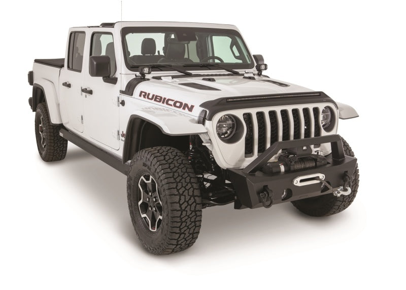 AVS 2018-2019 Jeep Wrangler (JL) Aeroskin Low Profile Hood Shield w/ Lights - Black - Mammoth Racing -