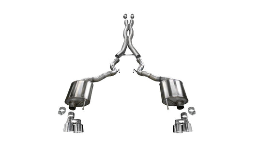 Corsa 18-20 Ford Mustang GT Convertible w/o Active Valves Xtreme Cat-Back w/ Polished 4in Tips - Mammoth Racing -