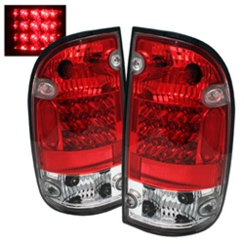Spyder Toyota Tacoma 01-04 LED Tail Lights Red Clear ALT-YD-TT01-LED-RC - Mammoth Racing -