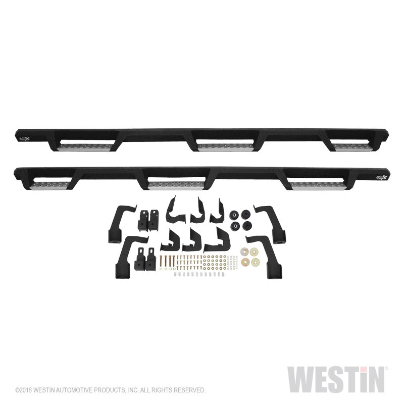 Westin 14-18 Chevrolet Silverado 1500 DC 6.5ft Bed HDX Stainless Drop W2W Nerf Step Bars - Tex. Blk - Mammoth Racing -