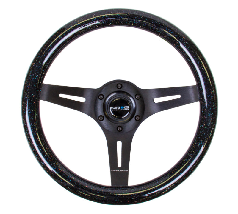 NRG Classic Wood Grain Steering Wheel (310mm) Black Sparkle w/Blk 3-Spoke Center - My Store