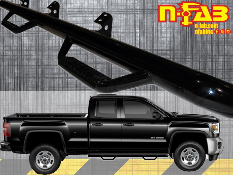 N-Fab Nerf Step 15-17 Chevy-GMC 2500/3500 Double Cab - Gloss Black - Cab Length - 3in - Mammoth Racing -