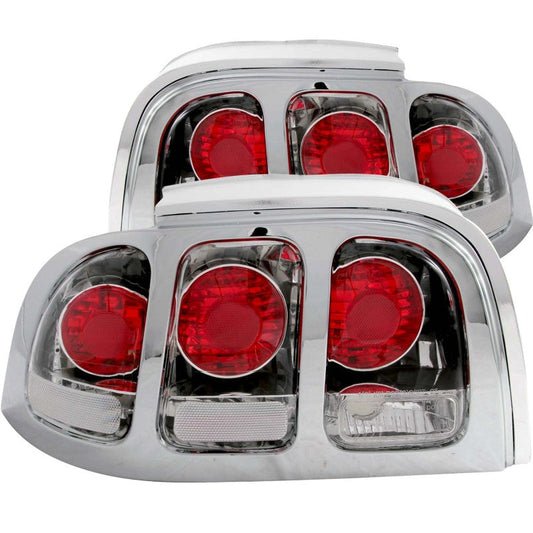 ANZO 1994-1998 Ford Mustang Taillights Chrome - Mammoth Racing -