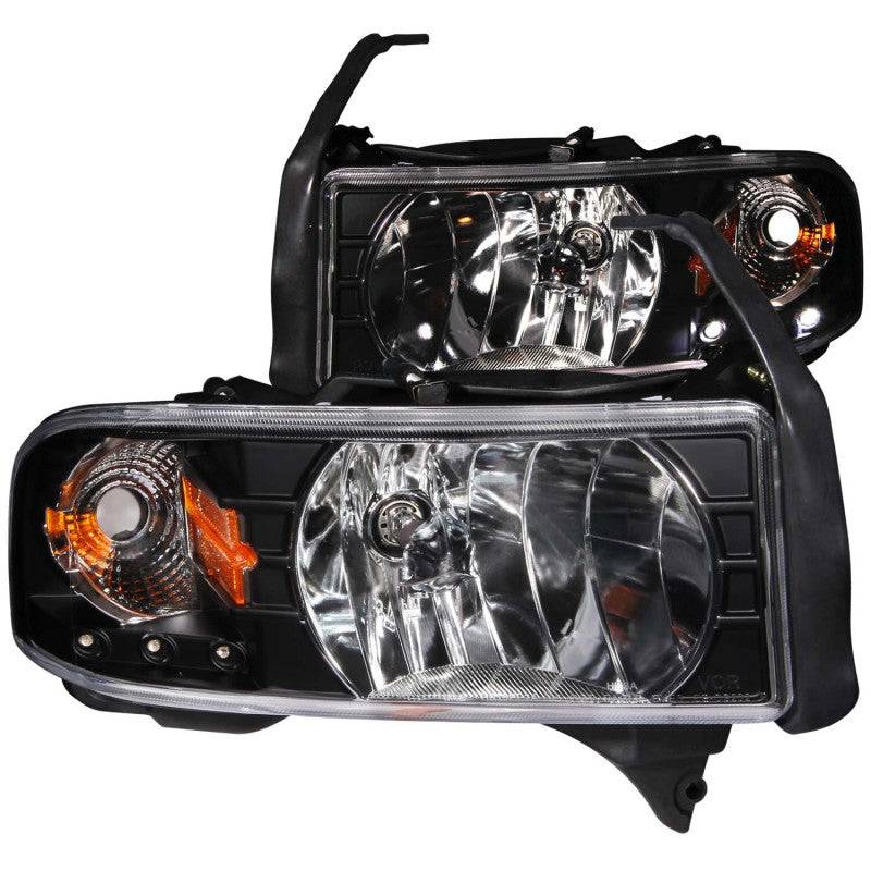 ANZO 1994-2001 Dodge Ram Crystal Headlights Black w/ LED - My Store