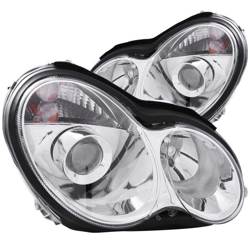 ANZO 2001-2007 Mercedes Benz C Class W203 Projector Headlights Chrome - Mammoth Racing -
