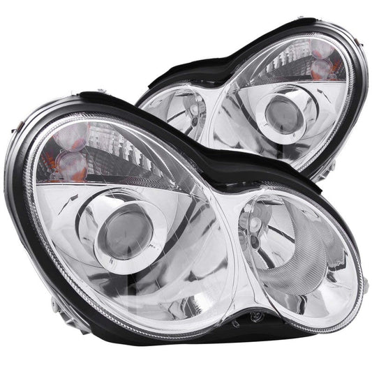 ANZO 2001-2007 Mercedes Benz C Class W203 Projector Headlights Chrome - Mammoth Racing -