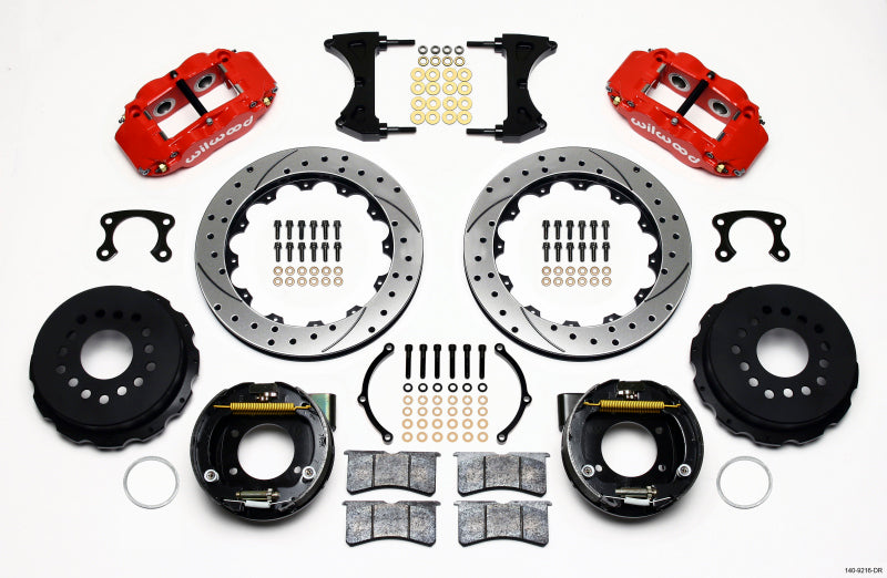 Wilwood Narrow Superlite 4R Rear P-Brk Kit 12.88in Drilled Red Small Ford 2.66in Offset - My Store