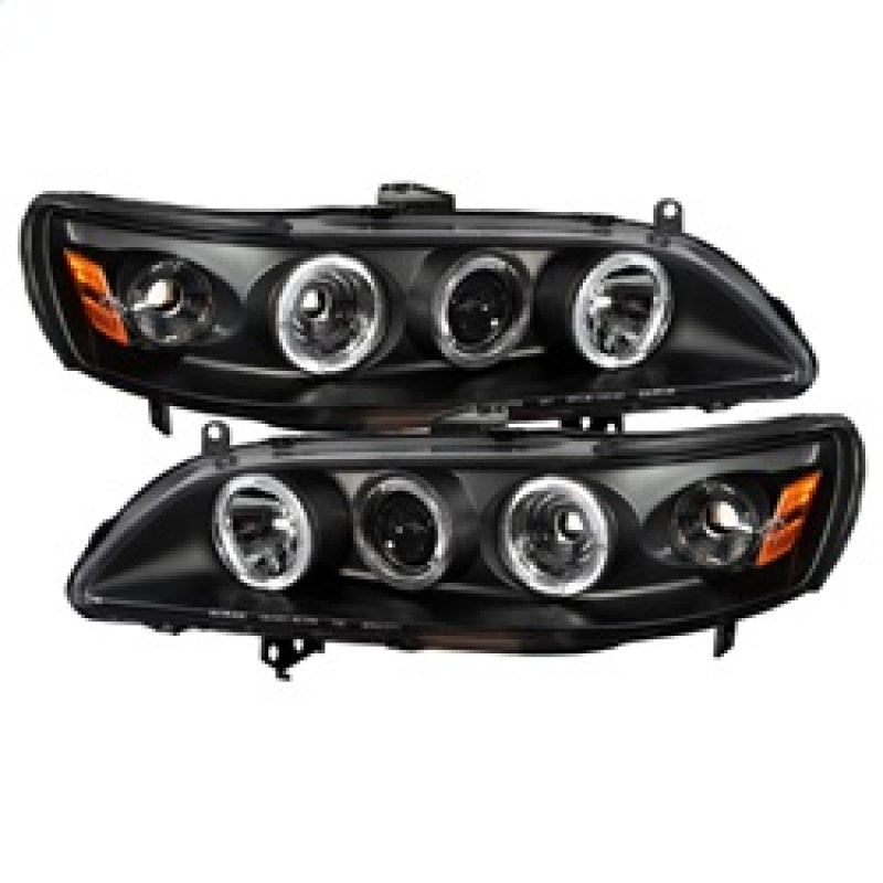 Spyder Honda Accord 98-02 1PC Projector Headlights LED Halo Amber Reflctr Blk PRO-YD-HA98-AM-BK - Mammoth Racing -