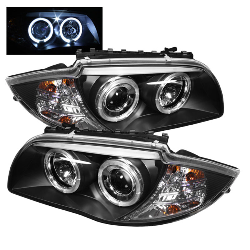 Spyder BMW E87 1-Series 08-11 Projector Headlights LED Halo Black High H1 Low H7 PRO-YD-BMWE87-HL-BK - Mammoth Racing -