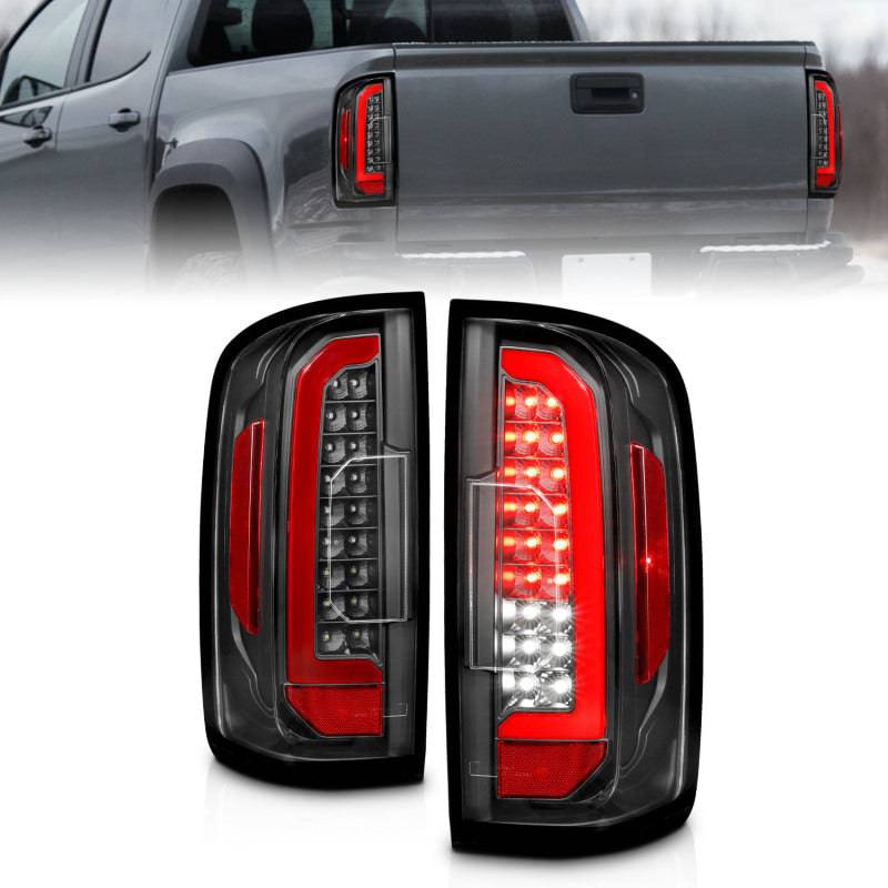 ANZO 15-21 Chevrolet Colorado Full LED Tail Lights w/ Red Lightbar Black Housing Clear Lens - My Store