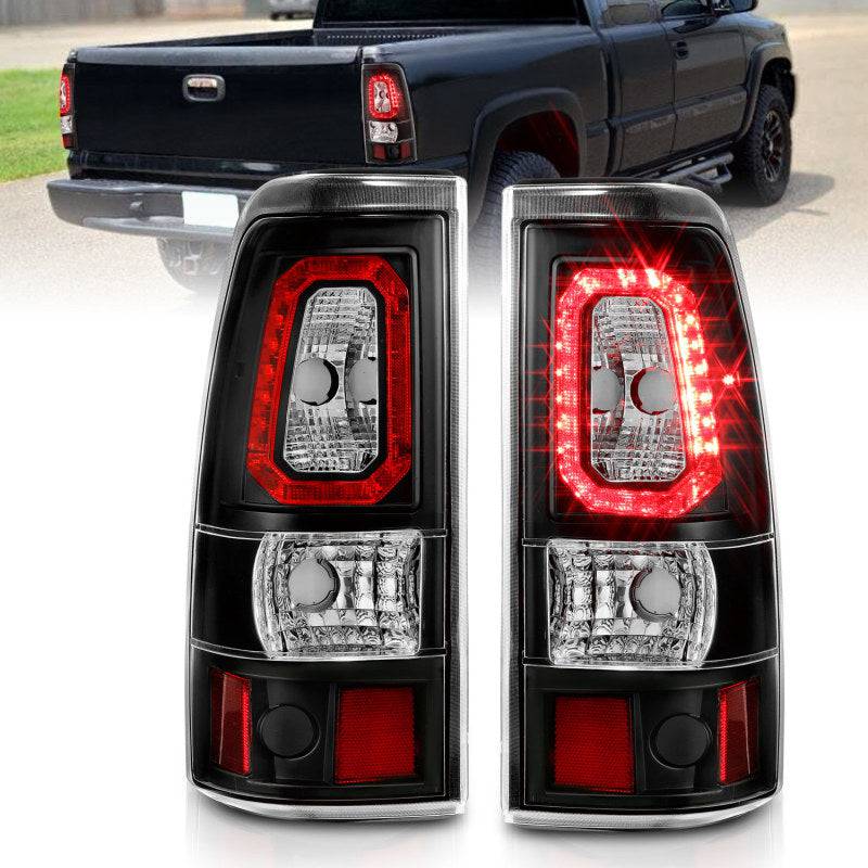 ANZO 2003-2006 Chevy Silverado 1500 LED Taillights Plank Style Black w/Clear Lens - My Store