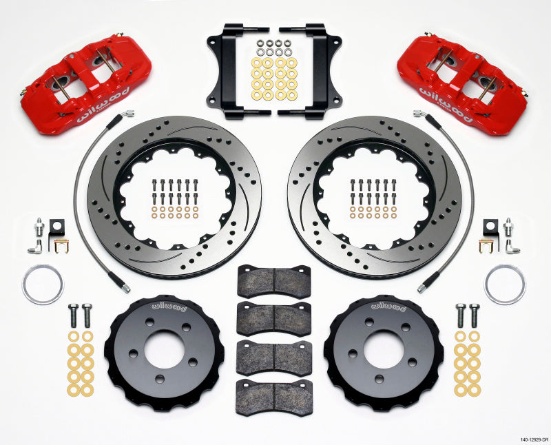 Wilwood Aero6 Front Hat Kit 14.25 Drilled Red 2008-2009 Pontaic G8 w/Lines - Mammoth Racing -