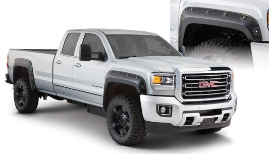 Bushwacker 15-18 GMC Sierra 2500 HD Boss Pocket Style Flares 4pc 78.8/97.6in Bed - Black - Mammoth Racing -