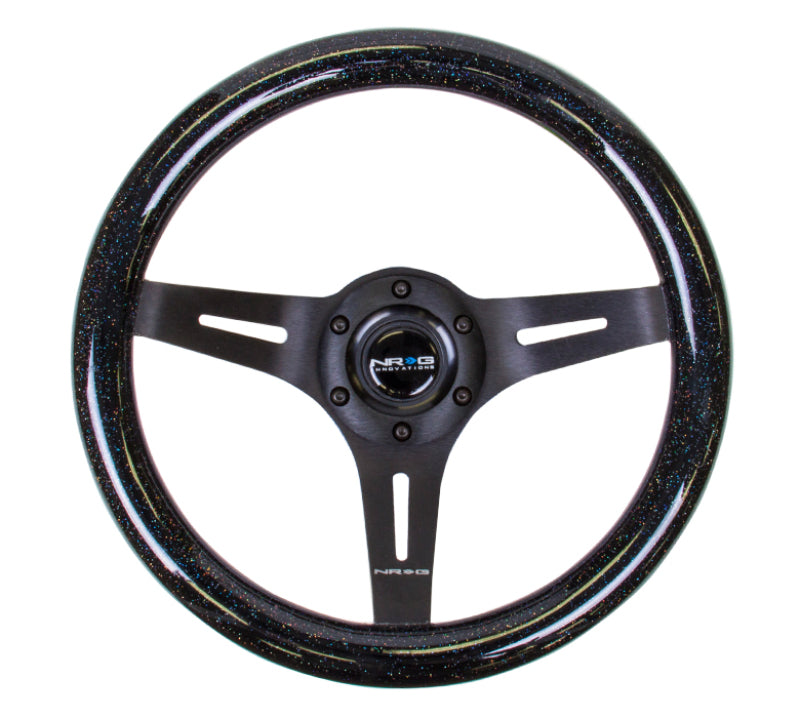NRG Classic Wood Grain Steering Wheel (310mm) Black Sparkle w/Blk 3-Spoke Center - My Store