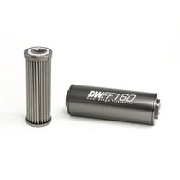 DeatschWerks Stainless Steel 8AN 10 Micron Universal Inline Fuel Filter Housing Kit (160mm) - Mammoth Racing -
