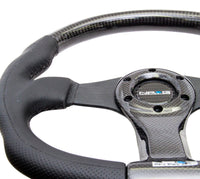 NRG Carbon Fiber Steering Wheel (350mm) Oval Shape Black w/Leather Trim - My Store