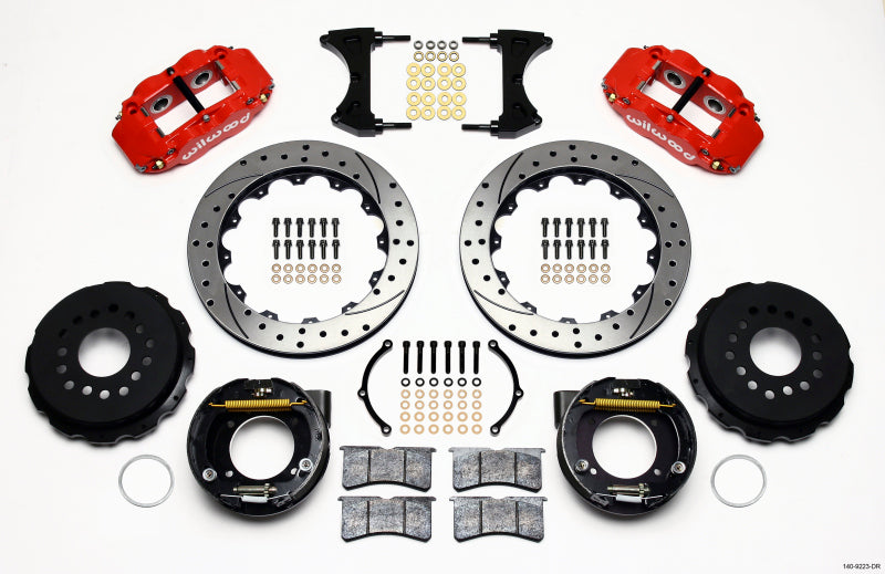 Wilwood Narrow Superlite 4R Rear P-Brk Kit 12.88in Drilled Red Ford 8.8 w/2.5in Offset-5 Lug - My Store