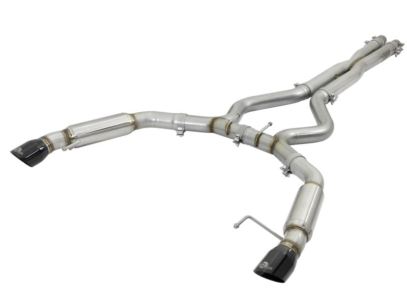 aFe MACHForce XP 3in 304 SS Sport Tone Cat-Back w/ Black Tips 15-17 Ford Mustang V6-3.7L/V8-5.0L - Mammoth Racing -