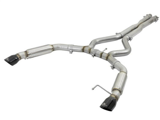 aFe MACHForce XP 3in 304 SS Sport Tone Cat-Back w/ Black Tips 15-17 Ford Mustang V6-3.7L/V8-5.0L - Mammoth Racing -