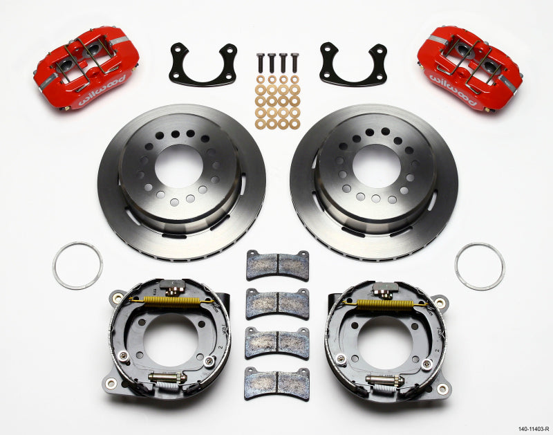 Wilwood Dynapro Low-Profile 11.00in P-Brake Kit - Red Small Ford 2.50in Offset - Mammoth Racing -