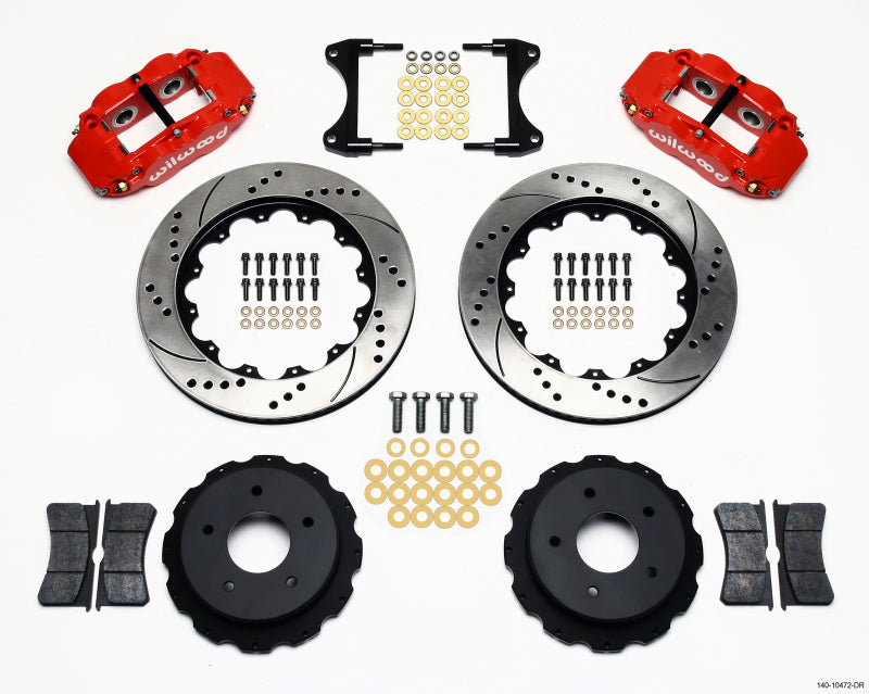 Wilwood Narrow Superlite 4R Rear Kit 14.00in Drill Red 65-82 Corvette C2/c3 - Mammoth Racing -