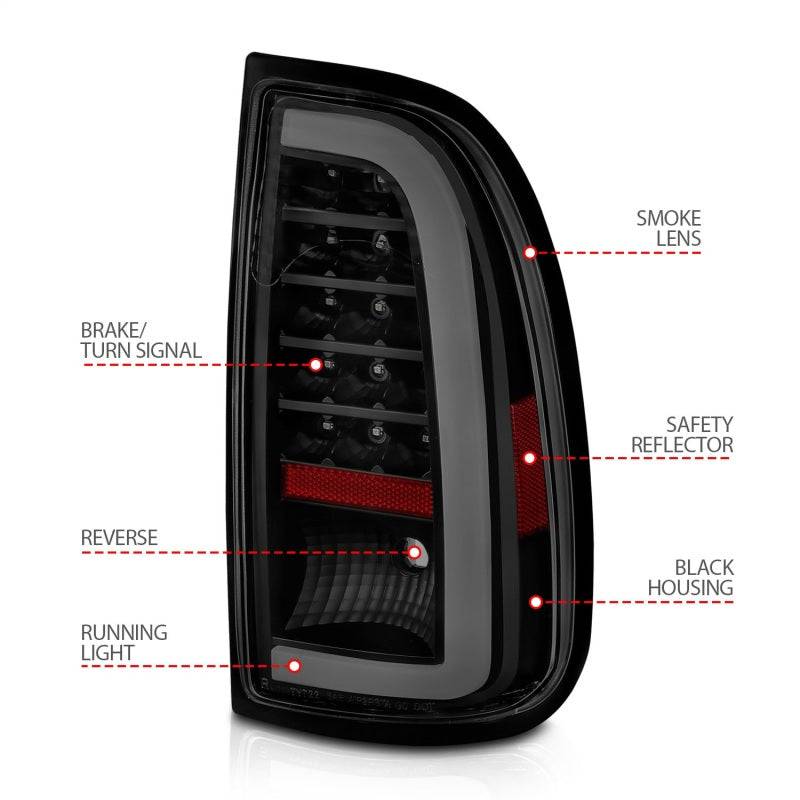 ANZO 00-06 Toyota Tundra (Std. Bed/Reg Cab) LED Taillights w/Light Bar Black Housing Smoke Lens - My Store