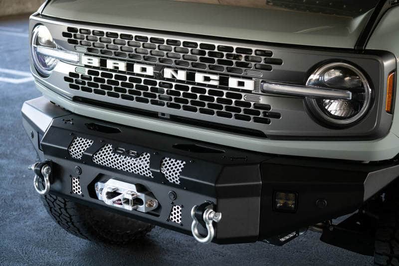 DV8 Offroad 2021+ Ford Bronco Front Bumper Winch Capable w/ Optional Bull Bar/Aux Light Opening - Mammoth Racing -