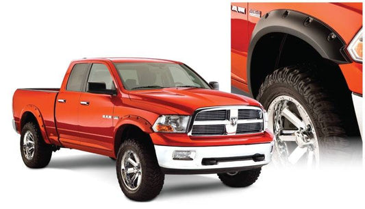 Bushwacker 09-18 Dodge Ram 1500 Fleetside Pocket Style Flares 4pc 67.4/76.3/96.3in Bed - Black - Mammoth Racing -
