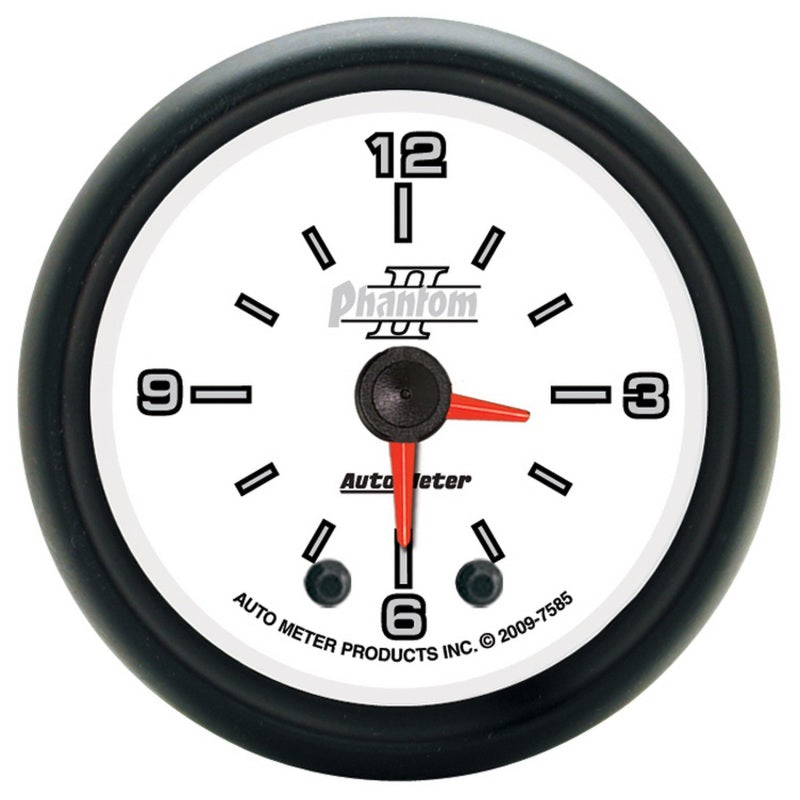 Autometer Phantom II 2-1/16in 12hr Analog Clock Gauge - My Store