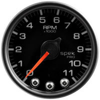 Autometer Spek-Pro Gauge Tach 2 1/16in 11K Rpm W/ Shift Light & Peak Mem Blk/Blk - My Store