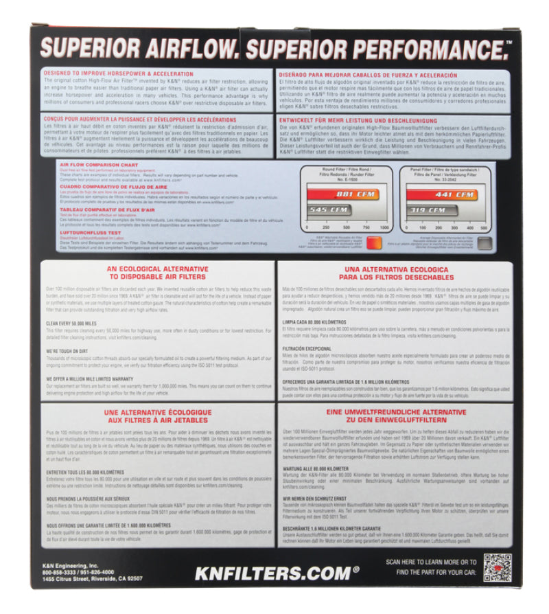 K&N 19 Porsche 911 3.0l H6 F/I Drop In Replacement Air Filter - Mammoth Racing -
