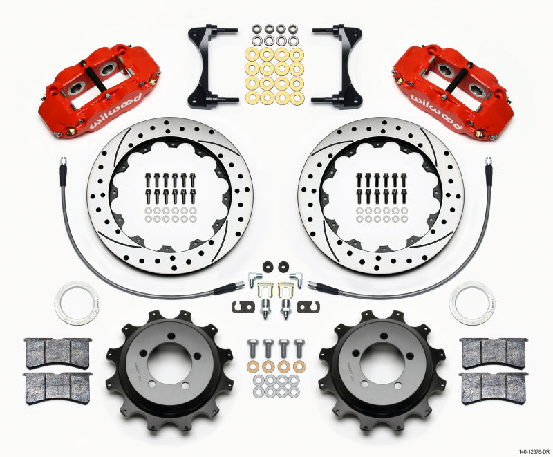 Wilwood Narrow Superlite 4R Rear Kit 12.88in Drilled Red 99-05 WRX / 99-07 Impreza - Mammoth Racing -