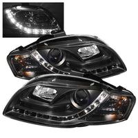 Spyder Audi A4 06-08 Projector Headlights Halogen Model Only - DRL Black PRO-YD-AA405-DRL-BK - Mammoth Racing -