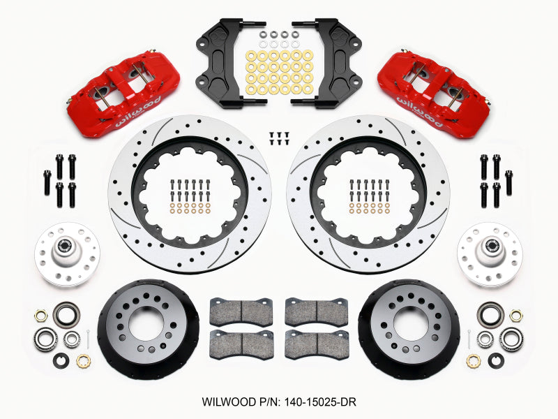 Wilwood Aero6 Front Hub Kit 15.00 Drilled-Red WWE ProSpindle - My Store