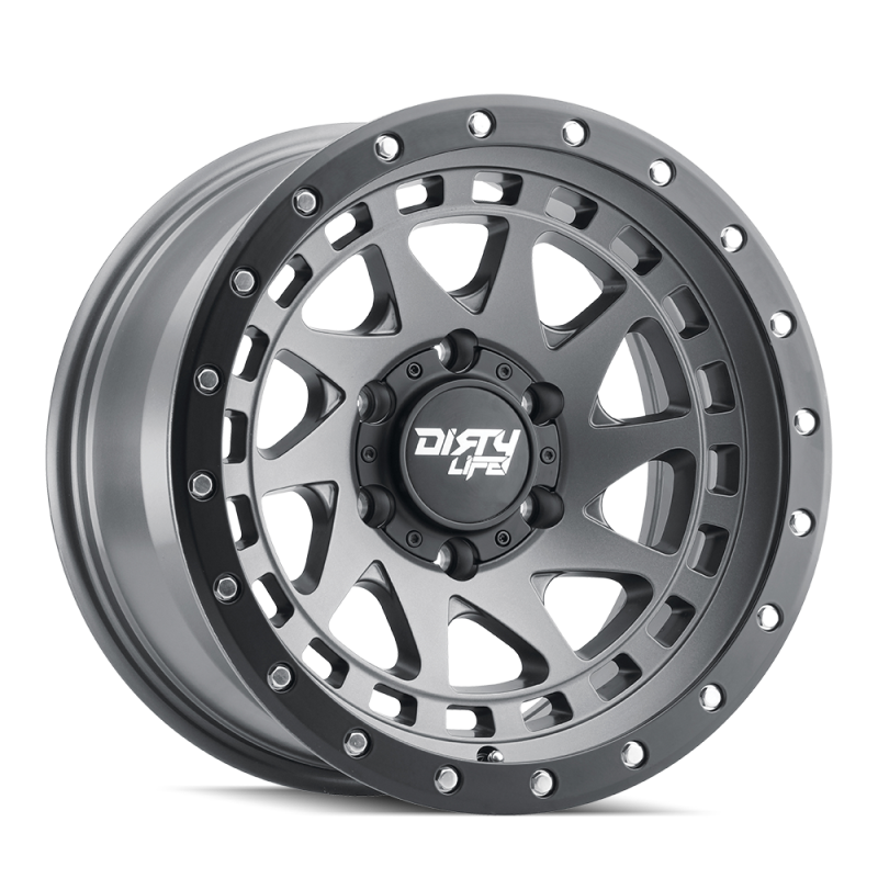 Dirty Life 9311 Enigma Pro 17x9/6x135 BP/-12mm Offset/87.1mm Hub Satin Graphite Wheel - Beadlock - Mammoth Racing -