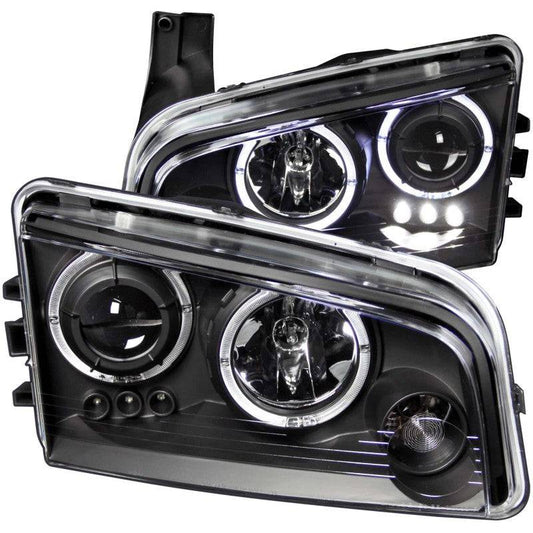 ANZO 2006-2010 Dodge Charger Projector Headlights w/ Halo Black - My Store