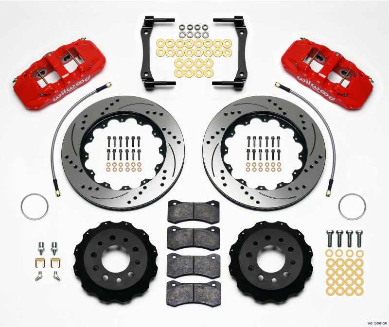 Wilwood Aero4 Rear Kit 14.25in Drilled Red 2014-Up Corvette C7 w/Lines - My Store
