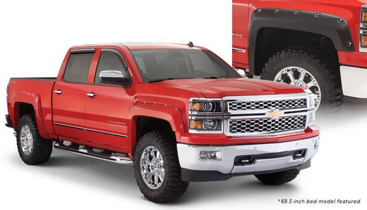 Bushwacker 15-18 Chevy Silverado 2500 HD Fleetside Pocket Style Flares 4pc 78.8/97.8in Bed - Black - Mammoth Racing -