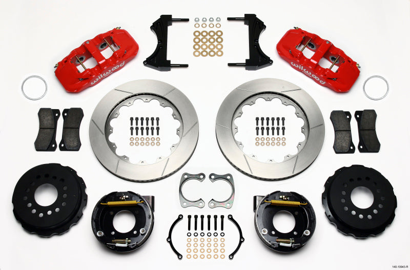 Wilwood Aero4 Rear P-Brake Kit 14.00in Red Chevy 12 Bolt w/ C-Clips - Mammoth Racing -