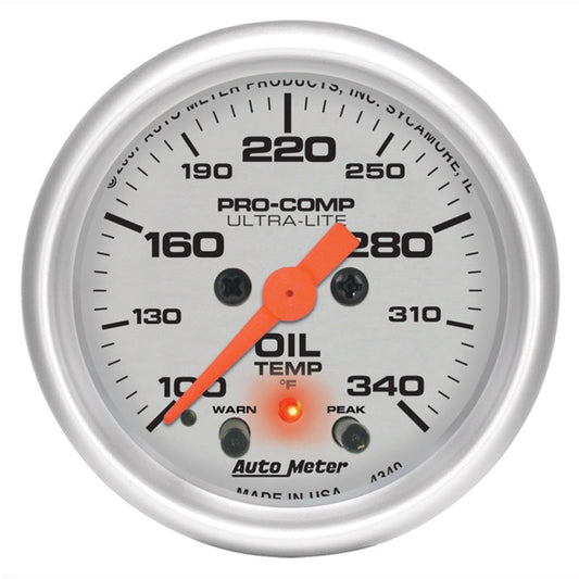 Autometer Ultra-Lite 2-1/16in. / 340 Degree F (Stepper Motor w/Peak & Warn) Oil Temperature Gauge - My Store