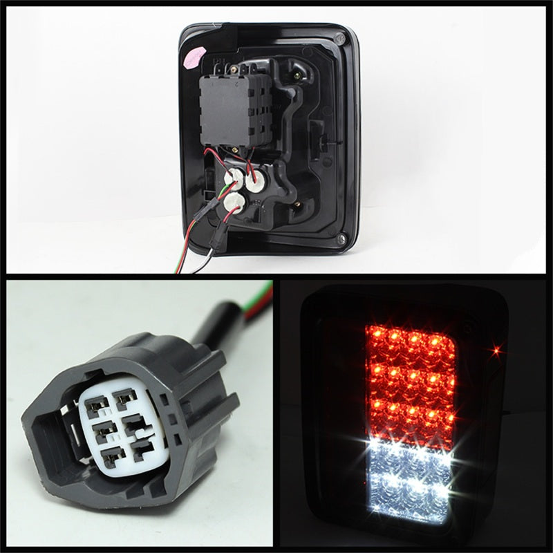 Spyder Jeep Wrangler 07-15 LED Tail Lights Red Clear ALT-YD-JWA07-LED-RC - Mammoth Racing -